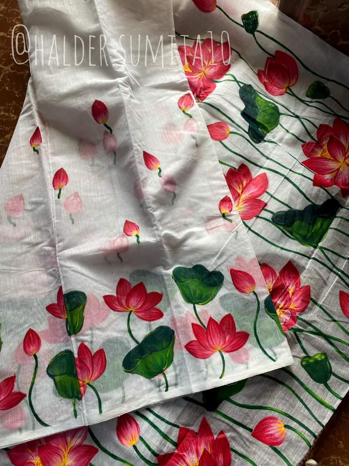 হ্যান্ড প্রিন্ট শাড়ী
